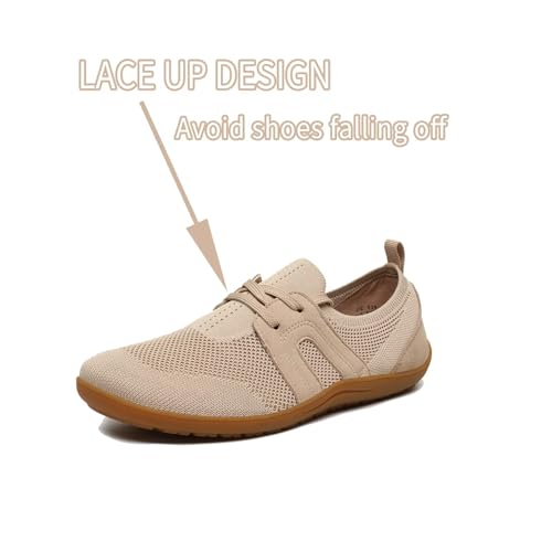 Women's Wide Toe Minimalist Barefoot Walking Shoes Knit Comfortable Mesh Lace-up Shoes Casual Tennis Gym Athletic Sneakers4