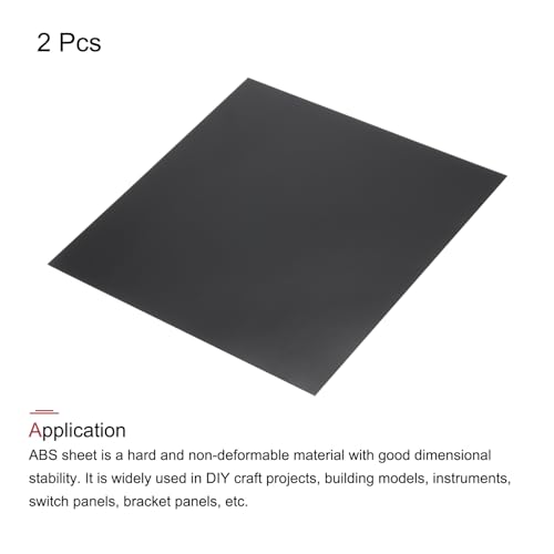 Image of MECCANIXITY Black ABS Plastic Sheet 8 x 8 x 0.04 Inch for Building Model, DIY Crafts, Panel, Pack of 2 Pcs
