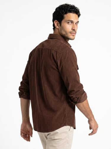 Image of Urbano Fashion Men's Corduroy Full Sleeve Regular Fit Solid Overshirt with Utility Pockets