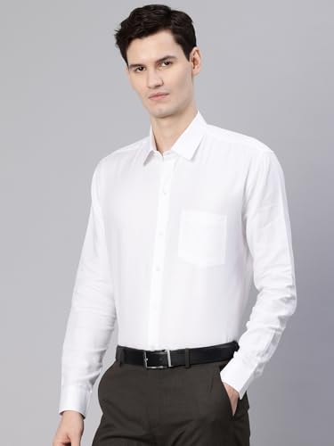 Image of Majestic Man Men's Solid Cotton Blend Textured Wrinkle-Resistant Slim Fit Easy Iron Formal Shirt