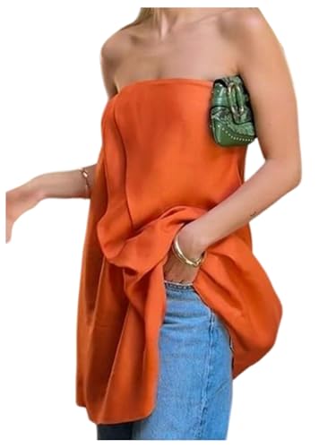 SOLY HUX Women's Tube Top Strapless Sleeveless Going Out Summer Flowy Bandeau Tops