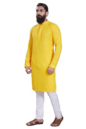 Image of DIVISIVE Men's Sequince Embroidered Cotton Blend Only Slim Fit Kurta