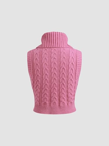 Image of CIDER Women's Sleeveless Sweater Tops Turtle Necks Cable Knit Croped Vest Tank Top