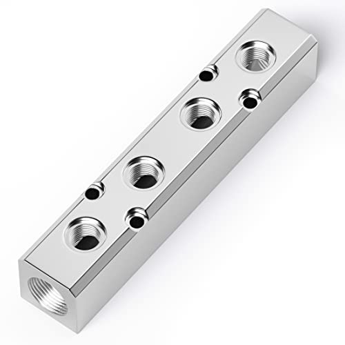 TAILONZ PNEUMATIC Silver 4 Way Pneumatic Shunt Aluminum Block Pneumatic Manifold Air Distribution Block Air path exhaust air source distributor,Compressed Air Manifold Pneumatic Block,air divider