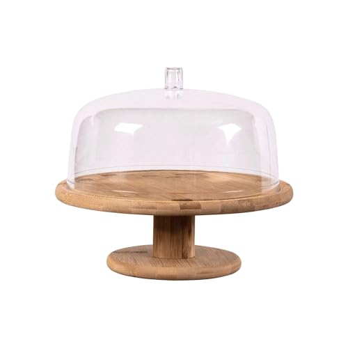 Ou Boleira com Pé em Bambu e Cúpula Transparente Linha Sense