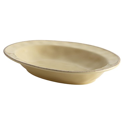 Rachael Ray Cucina Dinnerware 12-Inch Stoneware Oval Serving Bowl, Almond Cream