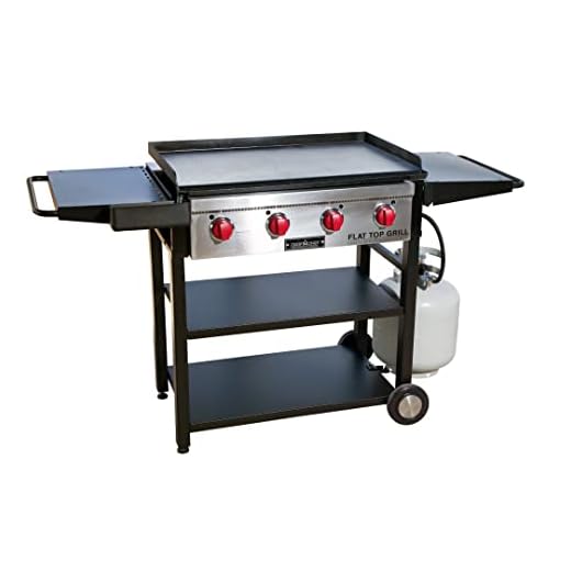Camp Chef Flat Top Grill, True Seasoned Griddle Surface, Four 12,000 BTUs/Hr. stainless steel Burners