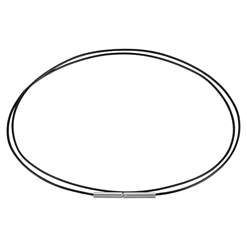 Auroris extra dünne Kette aus Lederimitat schwarz 1mm mit Tunnel-Drehverschluss aus Edelstahl Länge 45 cm