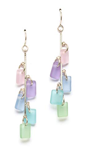 Sea Glass Avalon Earrings (Blossom) - Sterling French Wire Earrings by EcoSeaCo, using recycled and sustainable material. Handmade in the USA