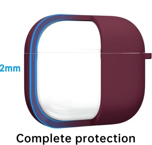Image of Meyaar for Apple AirPods 4 ​​​​​​​Case Cover with Keychain, Soft Skin Silicone Case Cover, Full Protective Case Cover Compatible with Apple AirPods 4 Case 2024 (Burgundy)