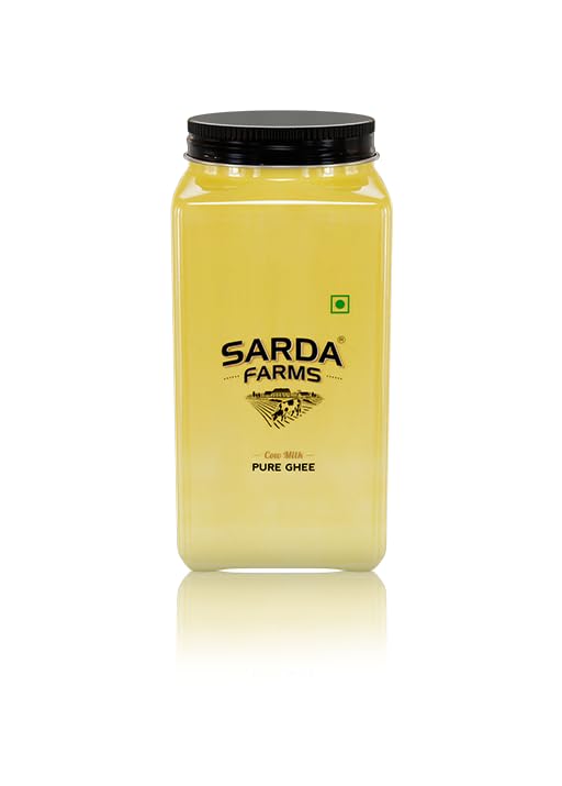 Sarda Farms Pure Cow Ghee | Rich Aromatic, Danedar | Traditionally Prepared, Cultured | Authentic | Artisanal, Farm to Home, Small Batches, Pesticide & Chemical Free, Antibiotic & Hormone Free, No Added Vegetable Oil | Golden Color | 1L