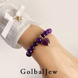 Miniatura 3 de GolbalJew Pulsera curativa para mujer, pulseras de cuentas de ansiedad, joyería de piedra curativa, pulsera de cristal para aliviar el estrés,
