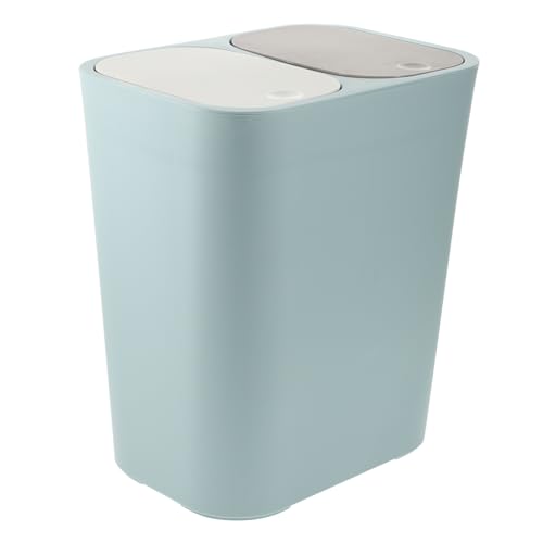 JOINPAYA Poubelle Cuisine à Double Compartiment 30l en Plastique Bleu Couvercle Fonctionnel pour Tri Sec et Humide, Poubelle Domestique Pratique et Réutilisable pour Salon, Bureau,