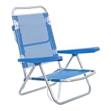 LOLAhome Silla de Playa Plegable Azul, Reclinable