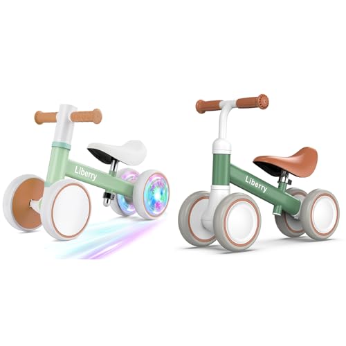 Liberry Baby Balance Bike with Light Up Wheels Age 1 2 3 Years Old, No Pedal 4 Silence Wheel Toddler Bike and Baby Balance Bike for 1 Year Old Boys, 4 Wheels Toddler Balance Bike