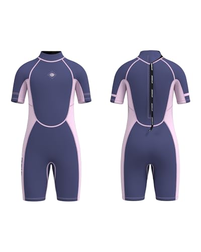 Jsnorklet Traje de neopreno para niñas, con cremallera trasera de 3 mm, para buceo, mantiene el calor en agua fría para natación, esnórquel, surf