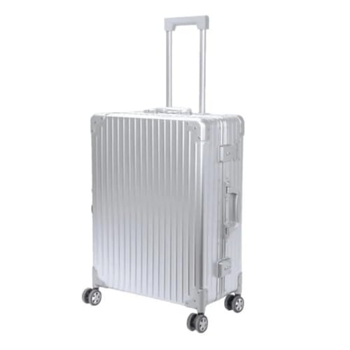 Image of Professional Makeup Trolley Case Aluminium with LED Mirror, Rolling Cosmetic Storage Organizer with Adjustable Legs, Lockable Travel Vanity Case for Makeup Artists & Salon Use (Silver)