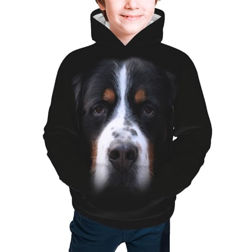 Bernese Mountain Dog Boy, Girls Sports Shirt Youth Pullover Fashion Hooded Sweatshirt
