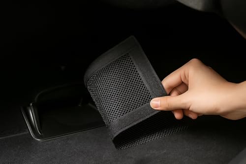 CLARENEL IN MOTION - Untersitz-Lüftungsgitter (2 Stück) für Tesla Model 3 / Model Y / Model Y Juniper / Model 3 Highland - Polyester-Mesh schwarz 24 × 12 cm, Klettbefestigung