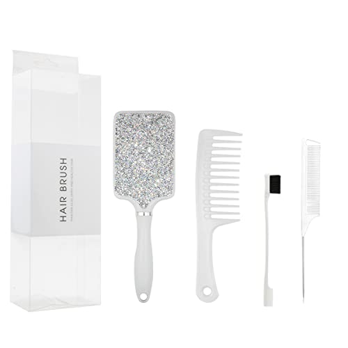 Hair Brush Set Anti Static Massage Vent Hair Brush Detangling Brush with Wide-toothed-comb Paddle Brush for Women Men Multicolored Silver Colour