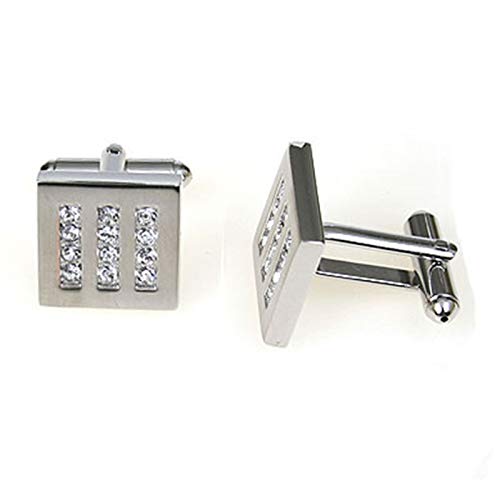 Mancuernillas KnBoB cuadradas con circonia plateadas para hombre miniatura 3