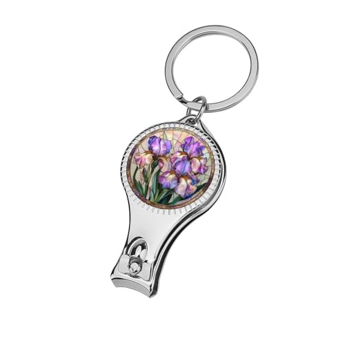 Stained Glass Purple Iris Flowers Nail Clippers Toenail Clipper Cutters Professional Nail Trimmer Nail Cuticle Cutter for Women Men