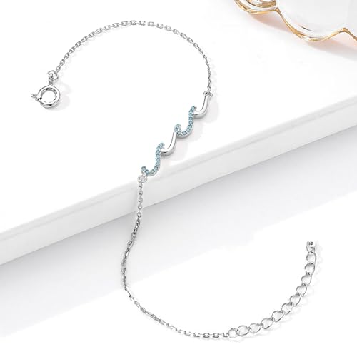 Birthday Gifts for Sister,S925 Sterling Silver Wave Bracelets for Sister,Mom,Wife,Daughter Jewelry from Mom, Unique Jewelry Gifts for Mother's Day,Anniversary,Chrismas2
