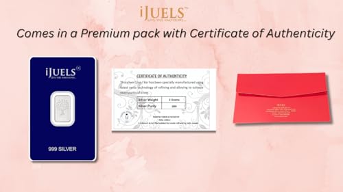 Image of iJuels 999 Purity BIS Hallmarked and Certified Pure Silver 2 Grams Kalpvraksh Silver Coin with certificate of Authenticity