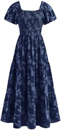 PRETTYGARDEN Women's 2026 Summer Boho Maxi Dresses Floral Short S...