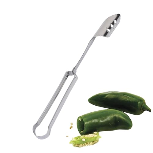 Moxeupon Chili-Entkerner-Entferner, Pfeffer-Entkerner-Werkzeug,Jalapeno-Entkerner aus Edelstahl mit gezackter Scheibe - Küchenhelfer, Kernentkerner, Pfefferentkerner zum Schneiden und Entkernen