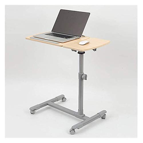 bns7fapq Days - Mesa de cama ajustable en altura para ordenador portátil (soporte para ordenador portátil, escritorio, ruedas, mesa auxiliar para sala de estar dormitorio (color madera)