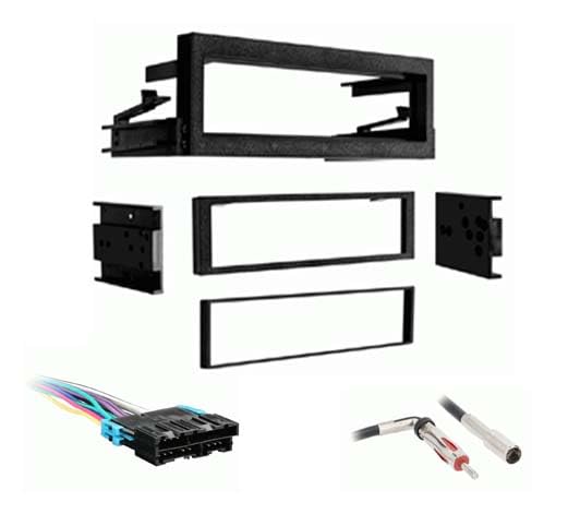 Single DIN Car Stereo Install Kit, Radio Harness, Antenna Adapter for Chevy Suburban 1995, 1996, 1997, 1998, 1999, 2000, 2001, 2002, Dash Mount Package - No Factory Amplifier