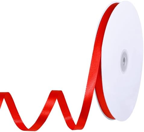 Amazon.com: Red Ribbon 120 Yards 3/8 Inch Thin Red Satin Ribbon Craft ...
