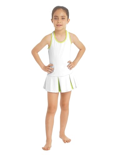 Kaerm Kids Girls Golf Tennis Dress with Shorts Underpants Outfits Solid Color Sleeveless Sports Dress Workout Outfits3