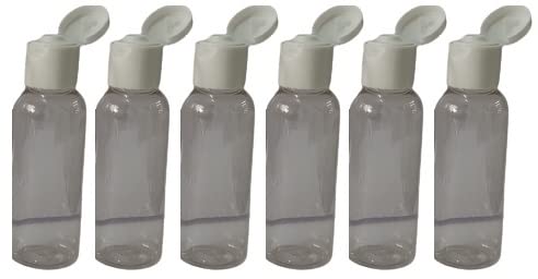 50 ML clear round white flip top cap Plastic Bottles Size Cosmetic Travelling Containers Small Leak Proof Squeeze Bottles| Pack of 6-image-12