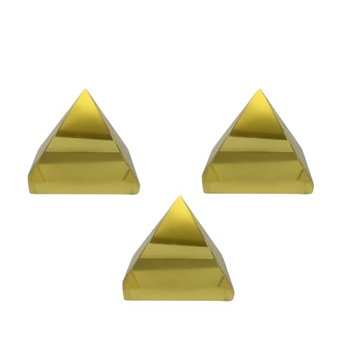 TREE MAISON CORONATING HOMES Citirine Crystal Pyramid | 1 Inch | Vastu Correction | Reiki Crystal | Crystal Pyramid for Positive, Meditation | Home & Office Decor |Pack of 3
