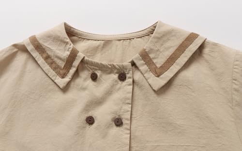 Baby Girl Double Breasted Shirt Sailor Collar Cotton Blouse 12M-6X4