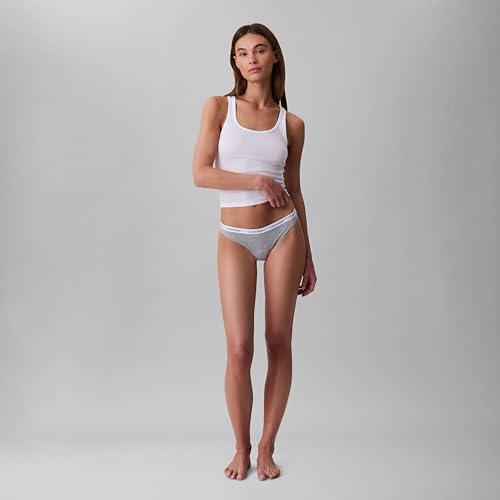 Calvin Klein Women's Carousel Thong Panty, Black/White/Grey Heather, (Pack of 3) (Medium)