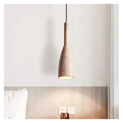 Lustre simple en pierre et bois avec éclairage LED style nordique chic