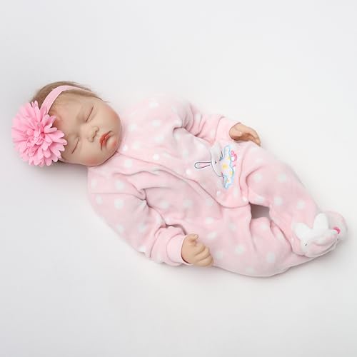 ZIYIUI 55cm Muñeco Bebé Reborn Muñecas Niña Ojos Cerrados Bebe Realista Baby Doll Silicona Vinilo Dormir Toddler Magnetismo Juguetes