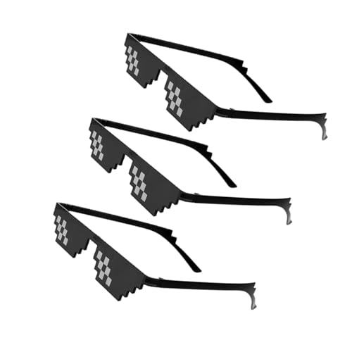 HJDJBD 3 Stück Coole Sonnenbrille,Lustige,Brillepixelated,Coole Brillen,Pixel Sonnenbrillen,Gamer-Sonnenbrille,Jungs,Sachen,Break,Thug,Billige,Gadgets,Artikel,Gaming,Unisex Mosaik,Party Mosaik