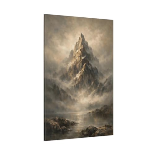Art mural mountain peak brown and grey impression canvas de haute qualité