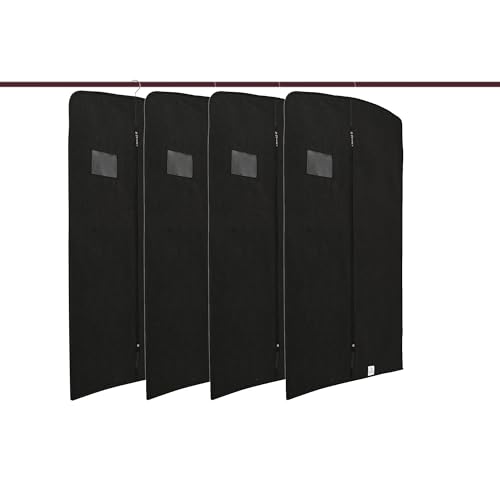 Image of Kuber Industries Pack of 4 Blazer Cover | Suit Covers with Zip for Women & Men | Dustproof Coat Bag for Clothes, Jacket | Plain Coat Cover | Black