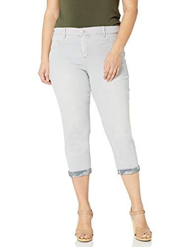 Vintage America Blues Women's Plus Size Weekend Roll Cuff Crop Jean, Grey True Camo-Reversible, 20W #TOP30