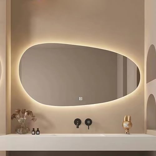 Espejo Vani con retroiluminación LED, espejo de pared irregular con interruptor táctil de 3 colores M, diseño HD Reflect a prueba de expones, 60 x 80 cm para baños Slish