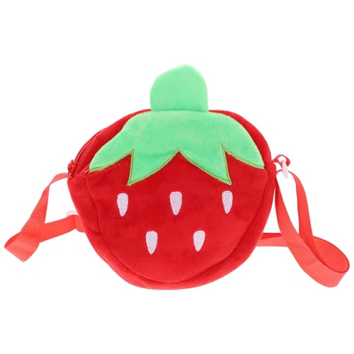 UKCOCO Bolso Bandolera en Forma de Fresa de Peluche, Tamaño 20X16X5 CM, para Niñas, Cremallera y Correa Ajustable, para Actividades al Aire Libre y Uso Diario Color Aleatorio