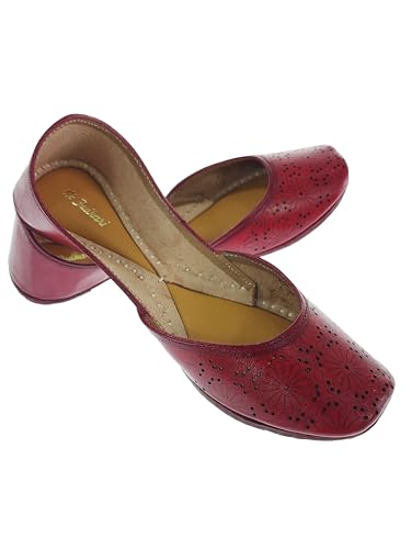 Image of Fulkari Women Cutwork Casual Genuine Soft Leather Jutis | Bite and Pinch Free Juttis | Punjabi Jutti | Girl's Office Flat Ladies Mojari | dailywear Ethnic Juti |