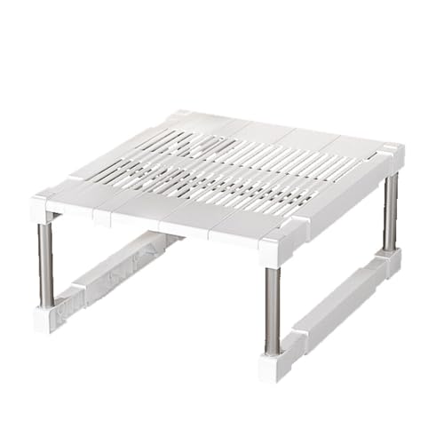Divisor de estante ajustable para ordenar el armario de la cocina y el baño fácilmente 2