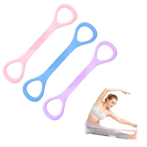 TMZELOA 3-teiliges Set widerstandsbänder Fitnessbänder Set 8-förmiges Armtrainingsbänder Übungsbänder Pilates Stretchbänder für Ganzkörpertraining Muskeltraining Brust Expander Übungen fitnessband