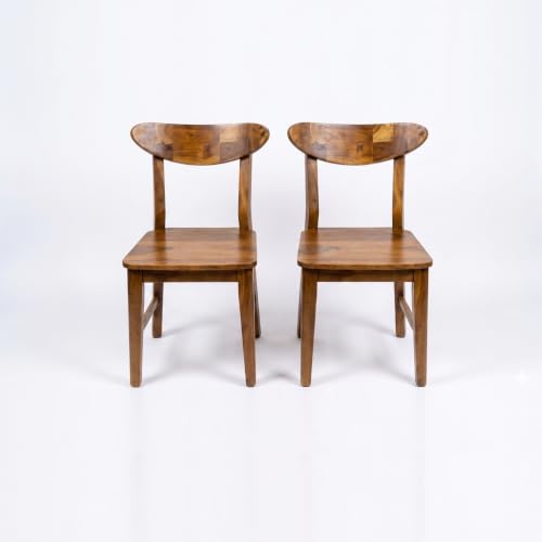 Image of Solid Sheesham Wood Dining Chair | Wooden Back Cut Dining Chair Set of 2 | Chairs for Dining Room | Study Room | Office | Finish Color - Honey Teak Finish |